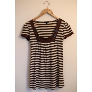 Brown and cream striped shirt